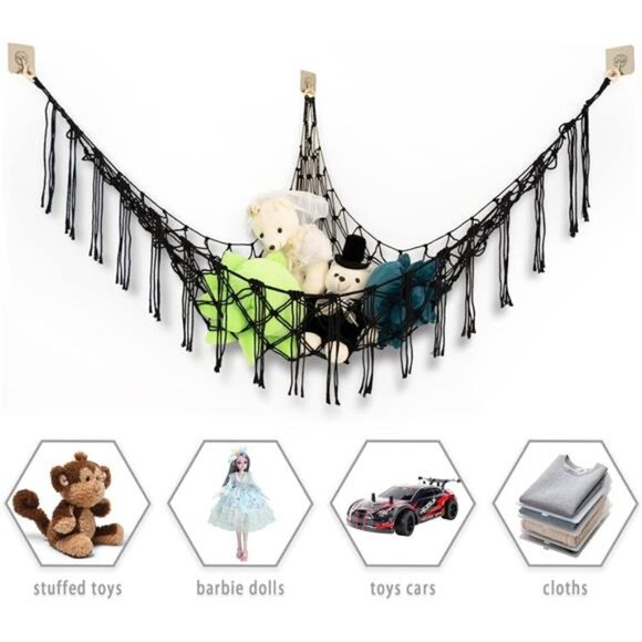 Boho Stuffed Animals Net or Hammock Large,55 inch Toy Hammock Macrame Stuff - Picture 4 of 7